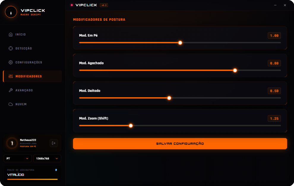 Aba Modificadores do VipClick